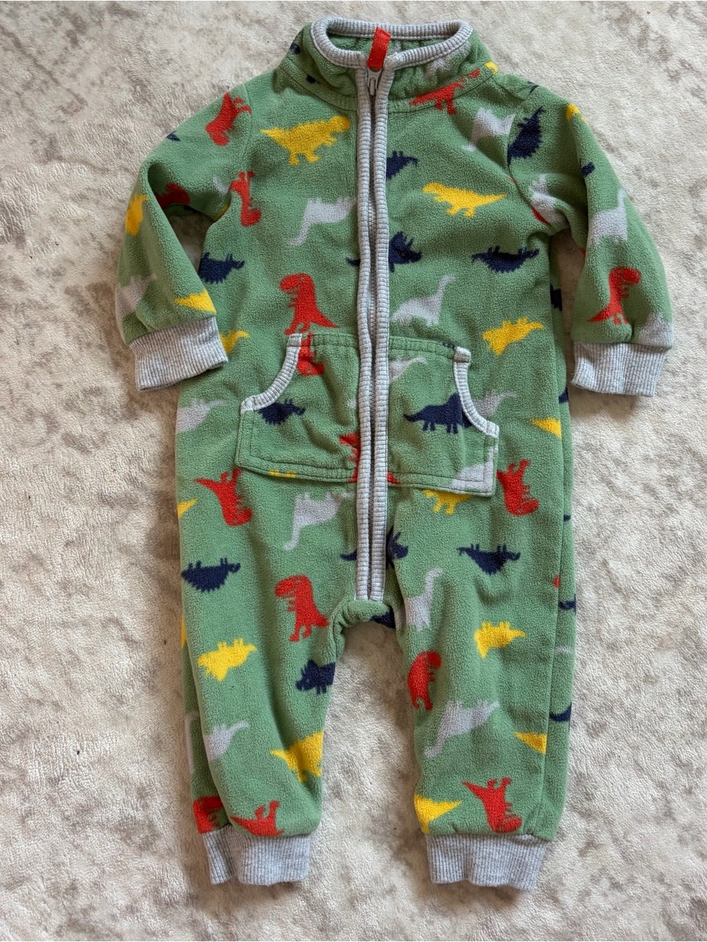 Carters Fleece Dinosaur Bodysuit Size 6 months